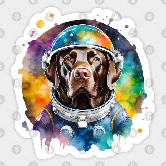 Rainbow Galaxy Astronaut Chocolate Labrador Sticker by CraftyVixen